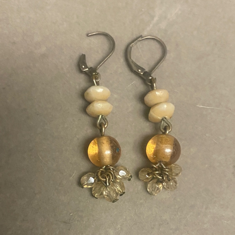 Elegant Pink and Cream Beaded Earrings